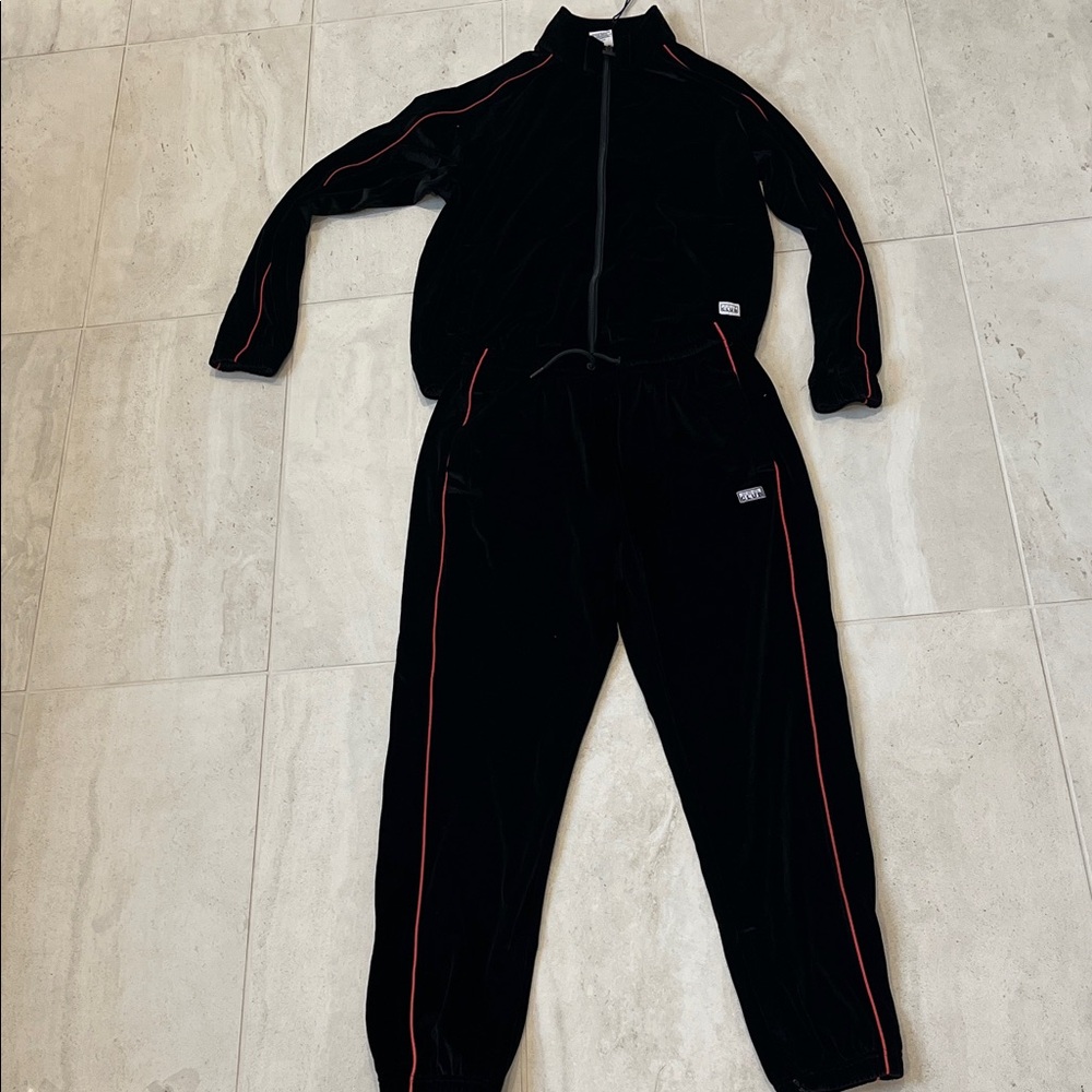 Black Joggers with Red Accents